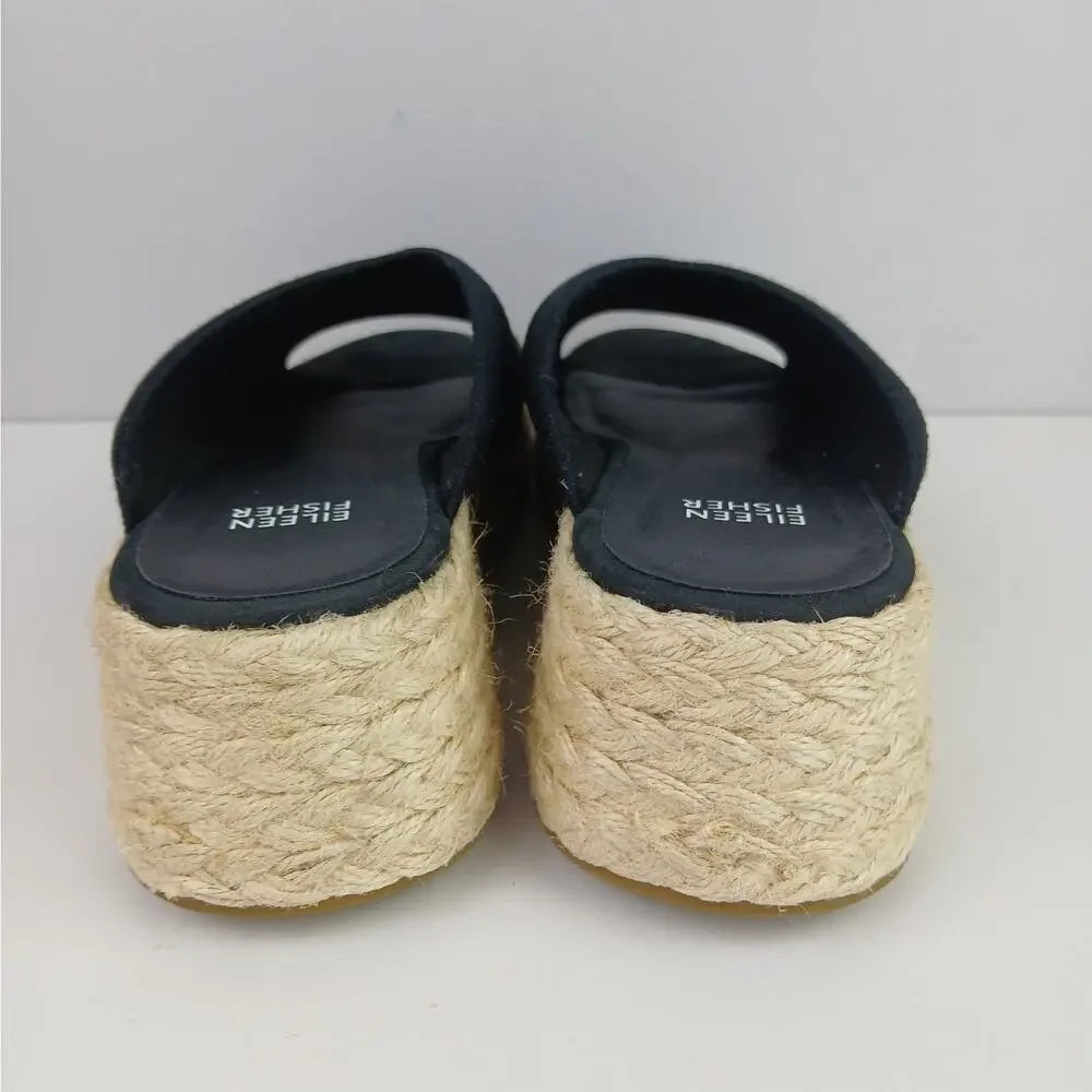 Eileen Fisher SZ 9.5 Tali Recycled Stretch Knit Espadrille Wedge Sandals